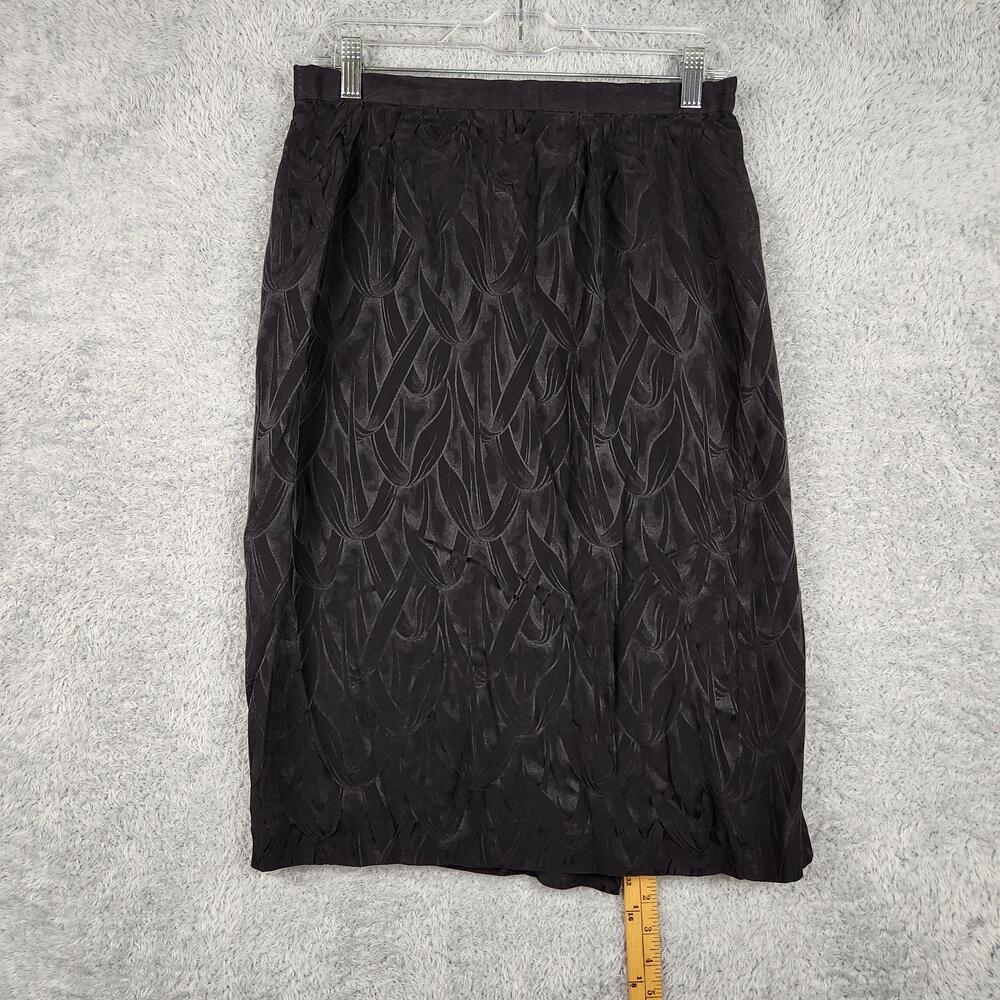Vintage Neiman Marcus Skirt Womens 8 Black Silk Jacquard Whimsigoth Fairy Grunge